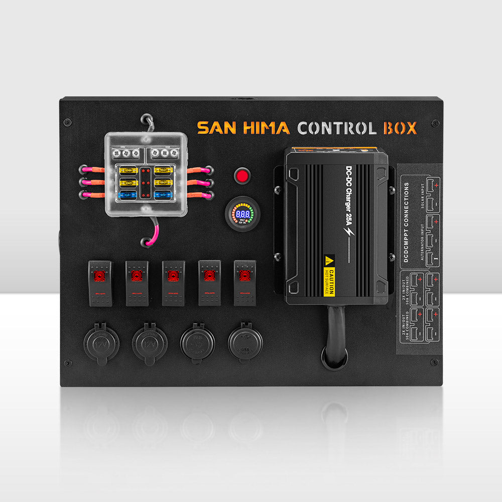 San Hima 12V Control Box 25A DCDC Charger with Fuse 4 USB port Boat Ca