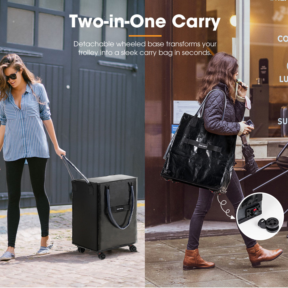 San Hima Rolling Tote Bag Wheeled Travel Tote Durable Shopping Cart 100L