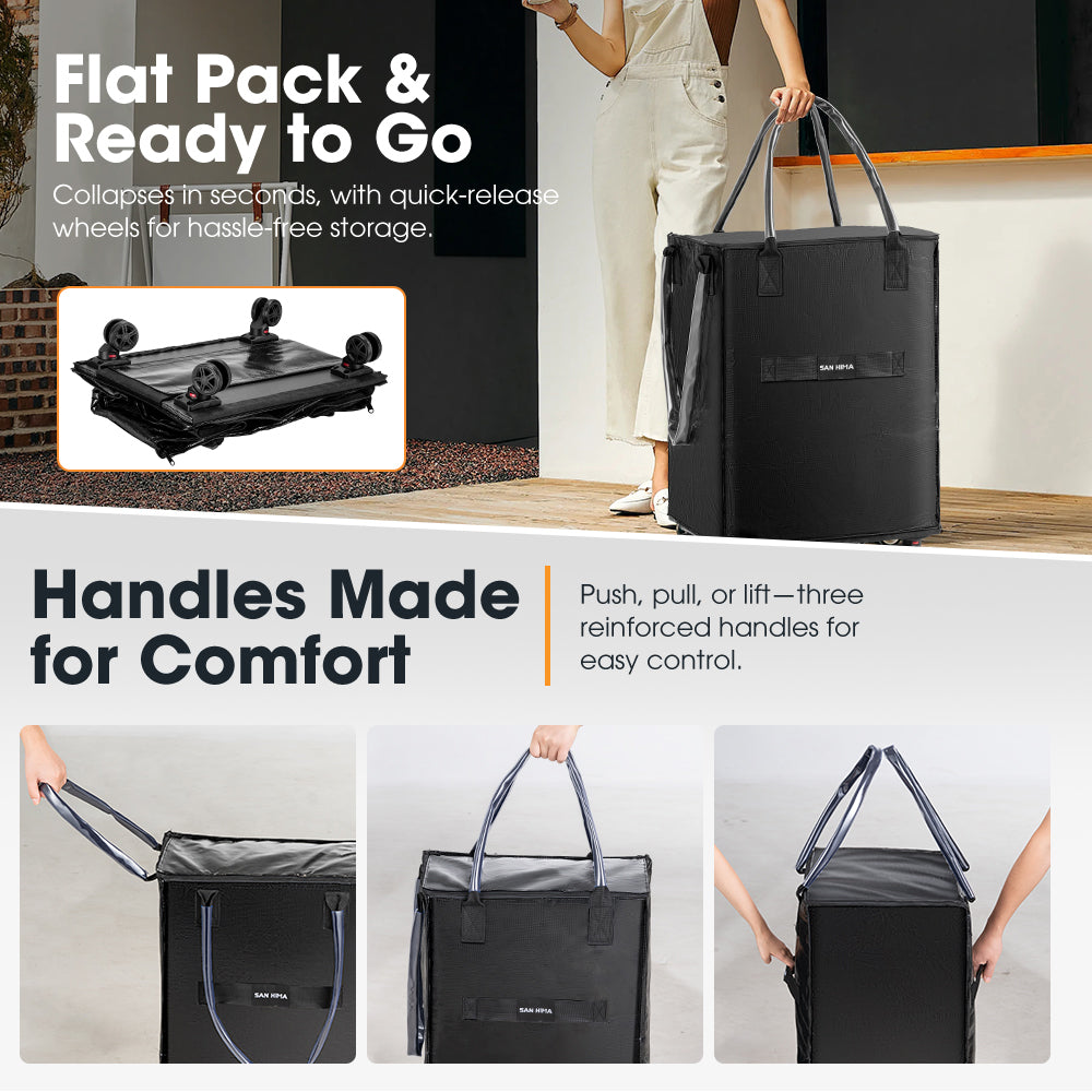 San Hima Rolling Tote Bag Wheeled Travel Tote Durable Shopping Cart 100L