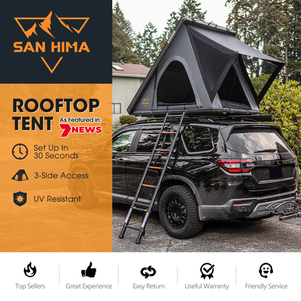 San Hima Kalbarri Lite Rooftop Tent Hardshell With Ladder Grey Camping 4WD 4x4