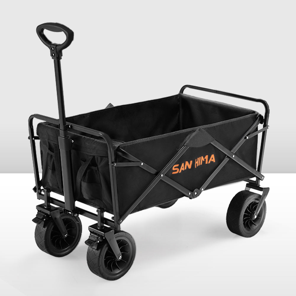 San Hima Folding Camping Wagon 120kg Beach Trolley Garden Cart 360° Wh