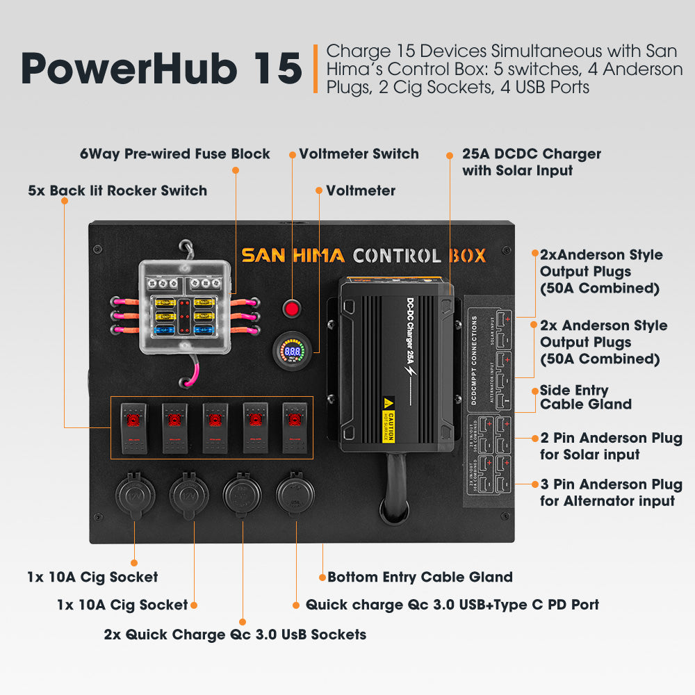 San Hima 12V 200Ah Lithium Iron Phosphate Battery Self heating + 12V Control Box
