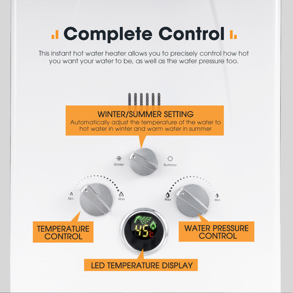 San Hima Shower Awning Tent Instant Fold-Out Ensuite & 8L Gas Hot Water Heater