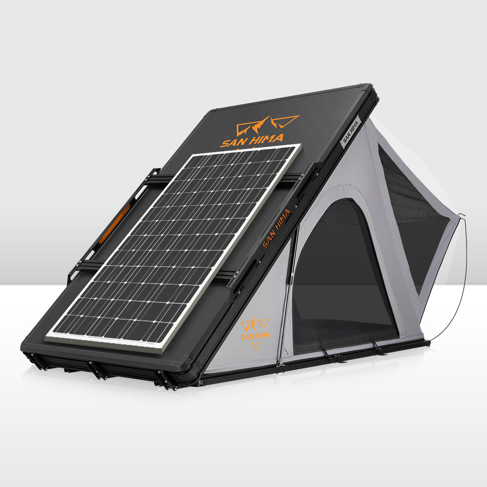 solar panel roof top tent San Hima Kalbarri Roof Top Tent Hardshell With Roof Rack + 250W Solar