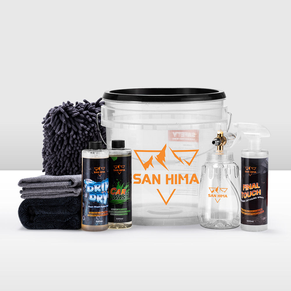 San Hima 10PCS Car Cleaning Kit Interior Exterior Detail Wash Polish Care Bucket