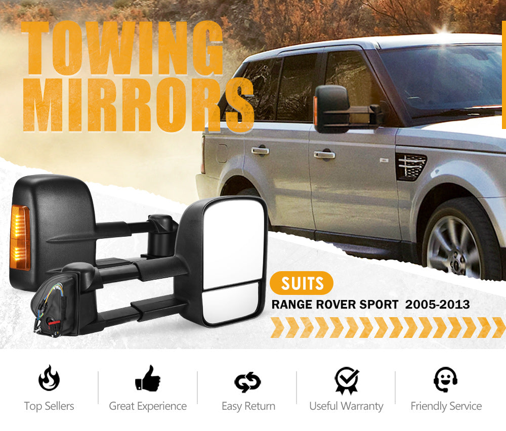 Pair Extendable Towing Mirrors For Range Rover Sport 2005-2013