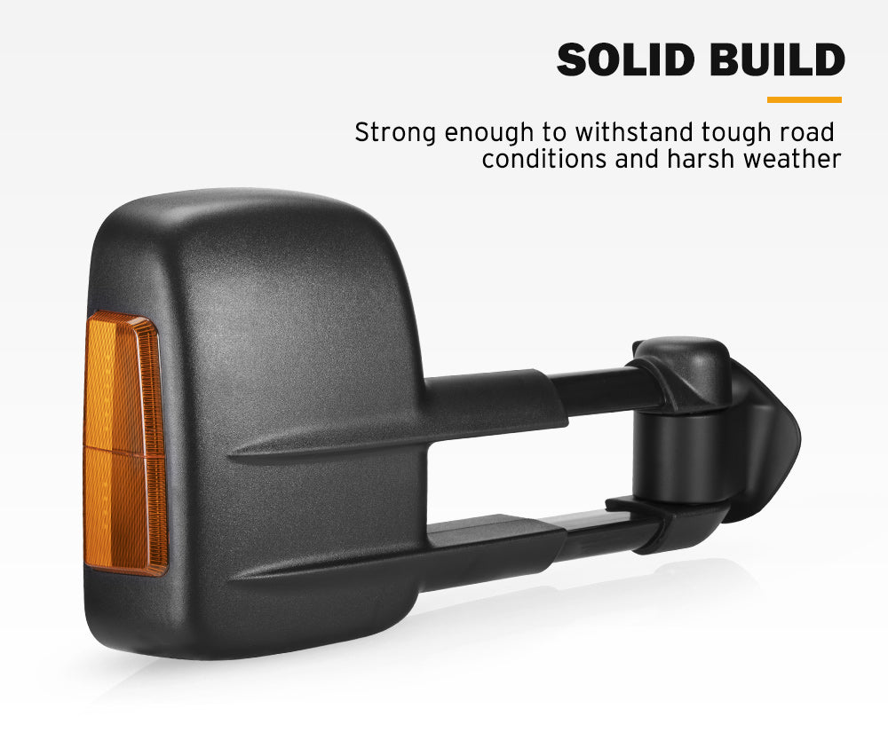 Pair Extendable Towing Mirrors for Land Rover Discovery 4 2009-2016 Black