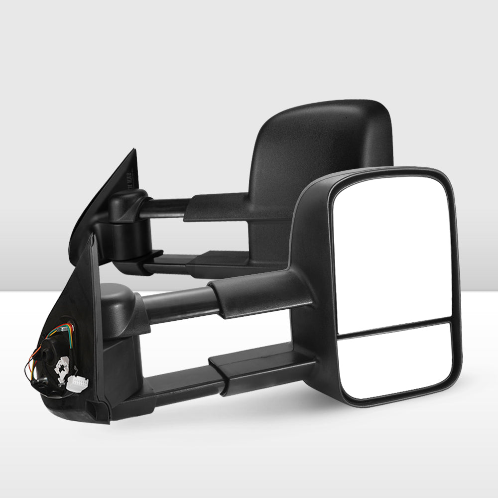 Pair Extendable Towing Mirrors for Gen1 Mitsubishi Triton MQ/MR 2015 - 2024 Black