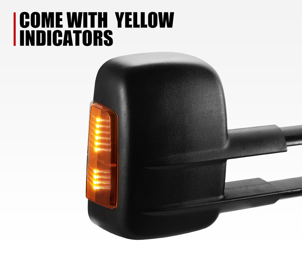 Pair Extendable Towing Mirrors Gen1 for Isuzu D-MAX DMax 2007-2011 Black