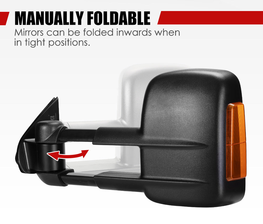 Pair Extendable Towing Mirrors Gen1 for Isuzu D-MAX DMax 2007-2011 Black