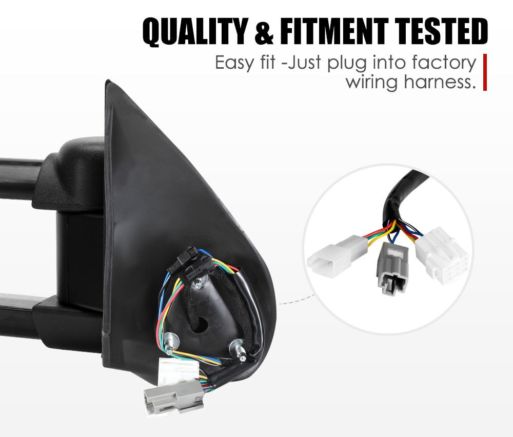 Pair Extendable Towing Mirrors Gen1 for Holden Colorado 2008-2011 Black