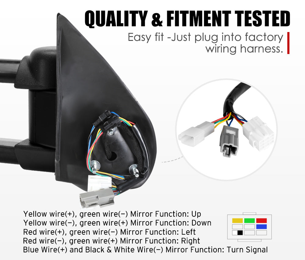 Pair Extendable Towing Mirrors Gen1 for Isuzu D-MAX DMax 2007-2011 Black