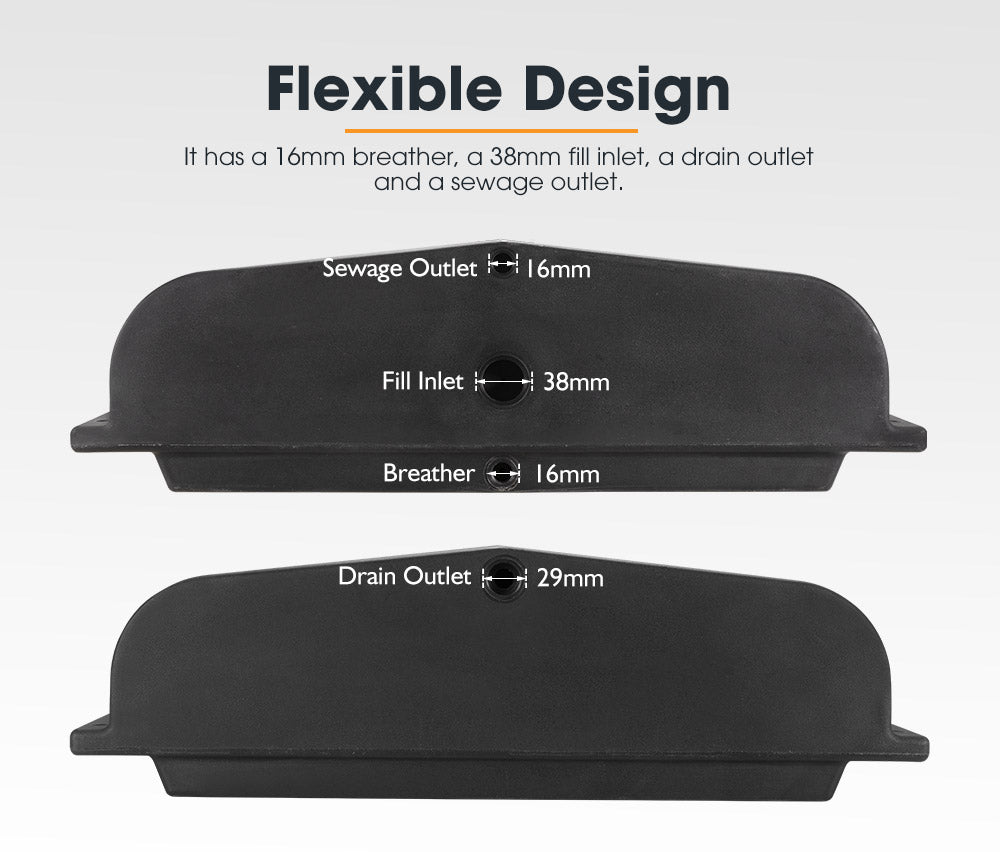 120L Poly Water Tank Camper Trailers Caravans 4WD Truck Universal Black 4X4