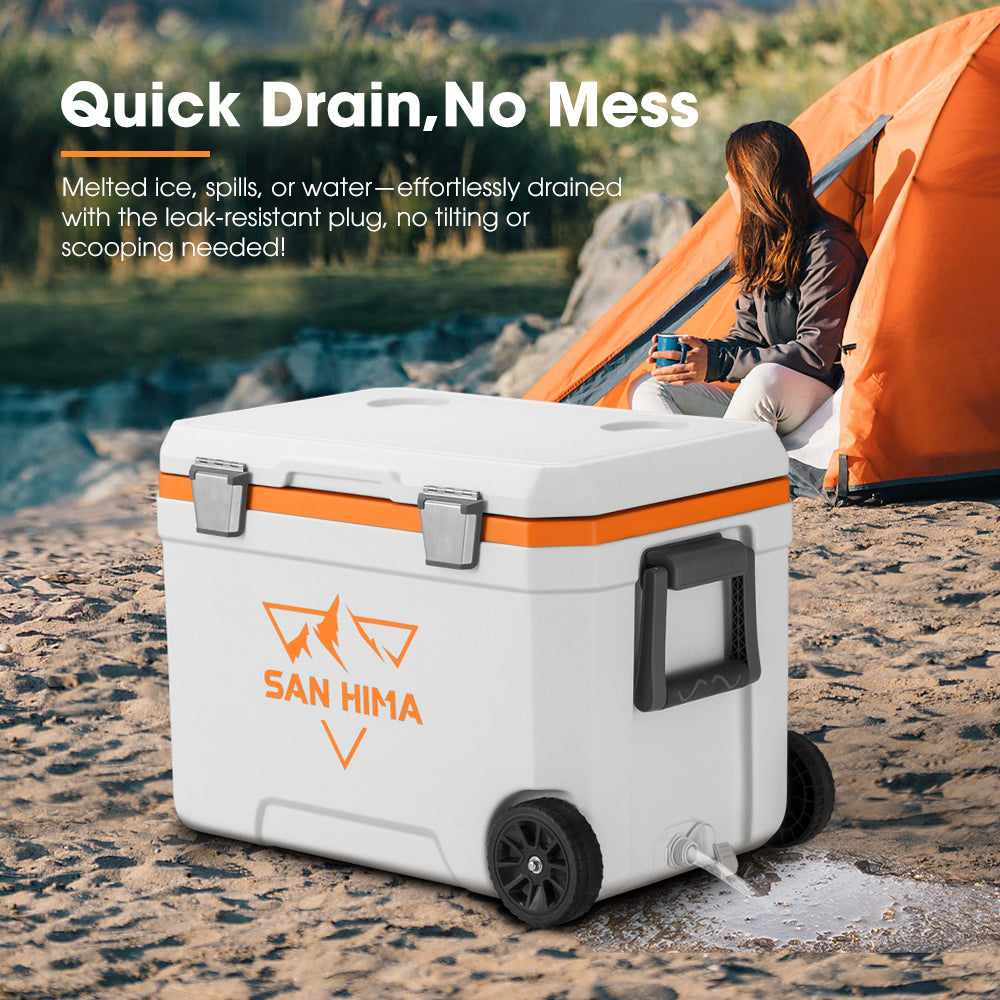 San Hima Cooler Ice Box 45L Portable Trolley Heat Retention For Campin