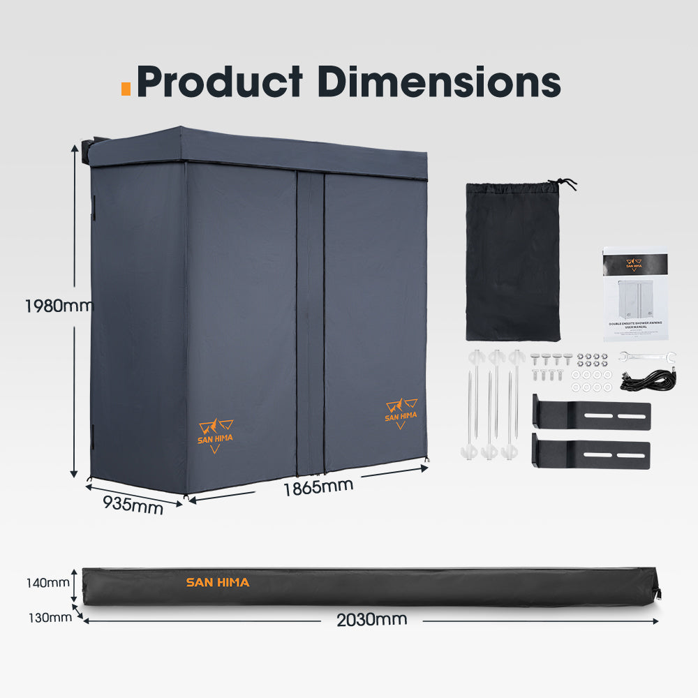 San Hima Dual Shower Awning Instant Fold-Out Ensuite Tent Camping Change Room