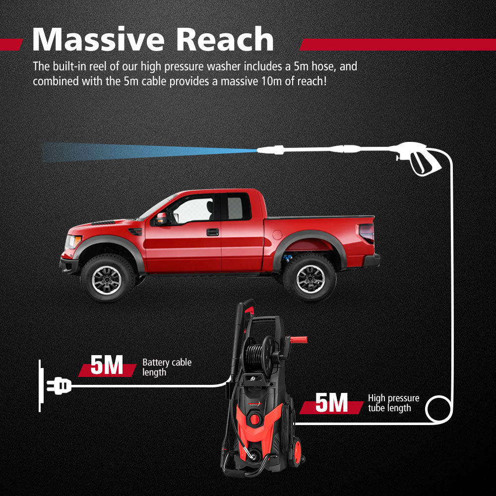 2700W Peak High Pressure Washer Cleaner Red 4200PSI + 18PCS Car Cleaning Kit