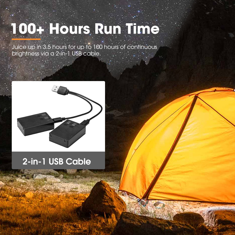 San Hima 8X Led Camping Lights Amber White Rechargeable w/ Lithium Battery