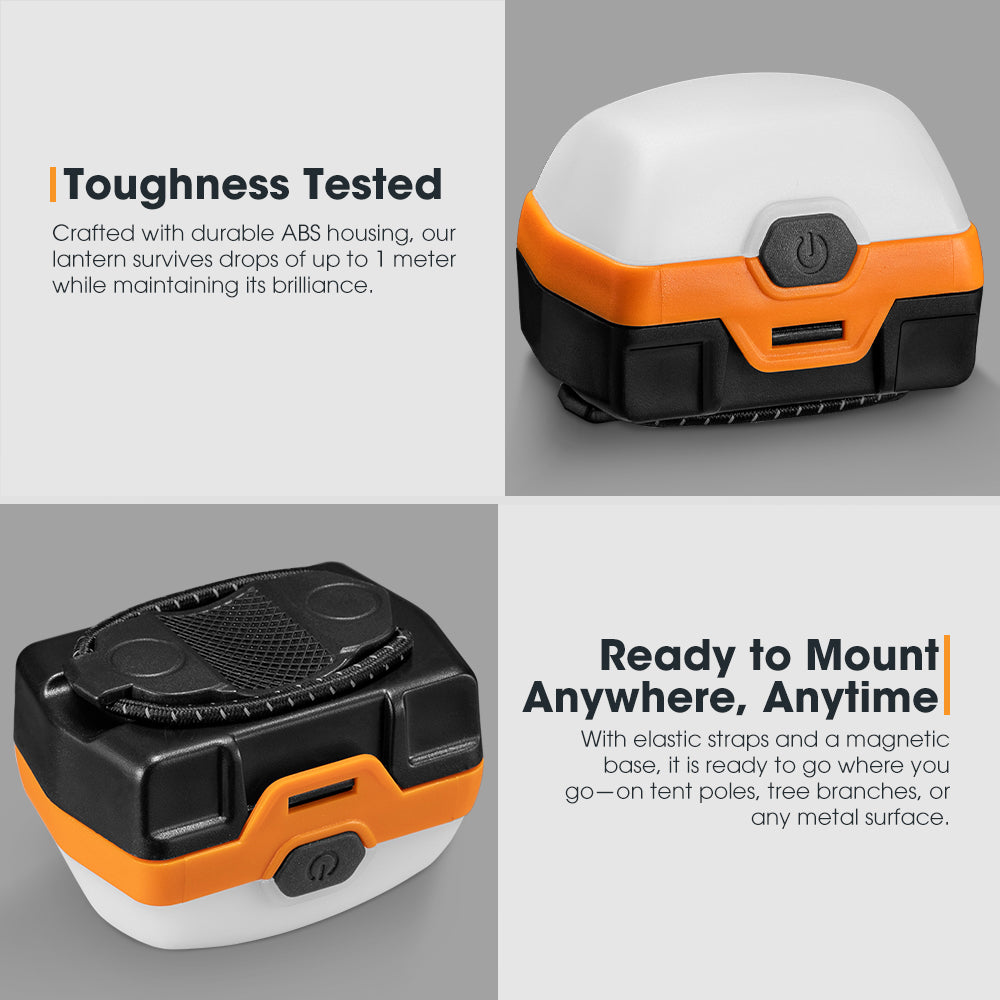 San Hima 4xLED Camping Lantern Light Rechargeable w/ Lithium Battery Amber White