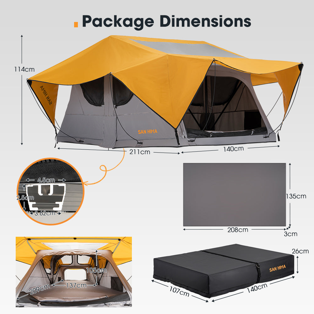 4x4 tent in cm San Hima Alpine Rooftop Tent With Ladder Outdoor Camping Waterproof Car 4X4 4WD
