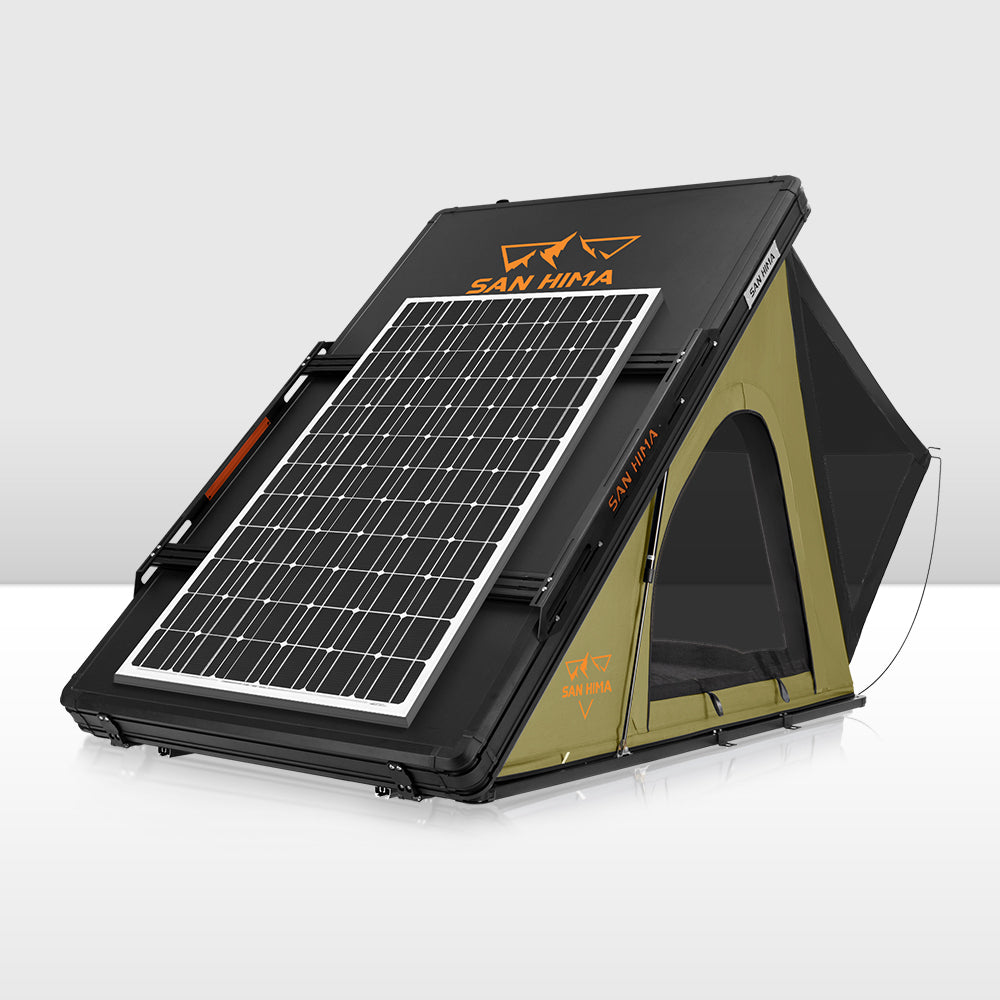 San Hima Kalbarri Lite Rooftop Tent Hardshell Olive+250W Solar Panel+Ladder&Rack