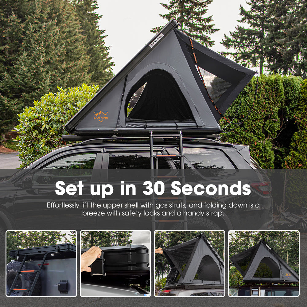San Hima Kalbarri Lite Rooftop Tent Hardshell With Ladder Grey Camping 4WD 4x4