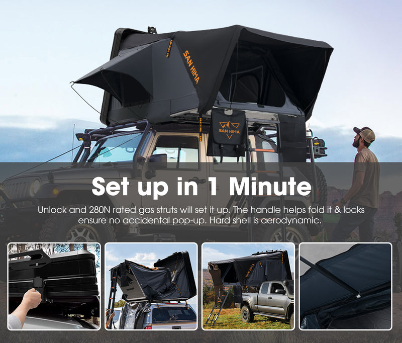 San Hima Jervis Pro Roof Top Tent Hardshell Side Opening With Ladder 4