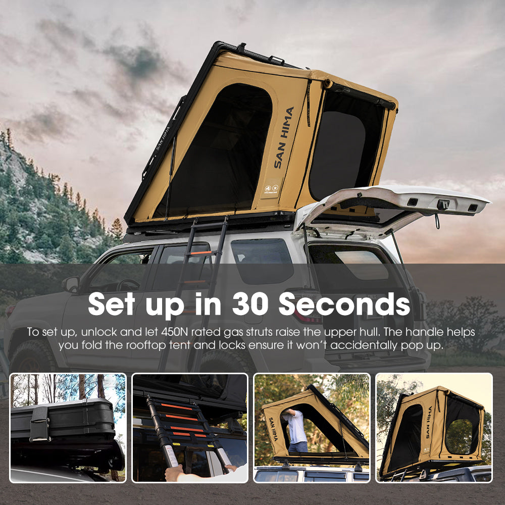 kings kwiky roof top tent San Hima Kalbarri Gen 2 Roof Top Tent Hardshell With Ladder Khaki Camp