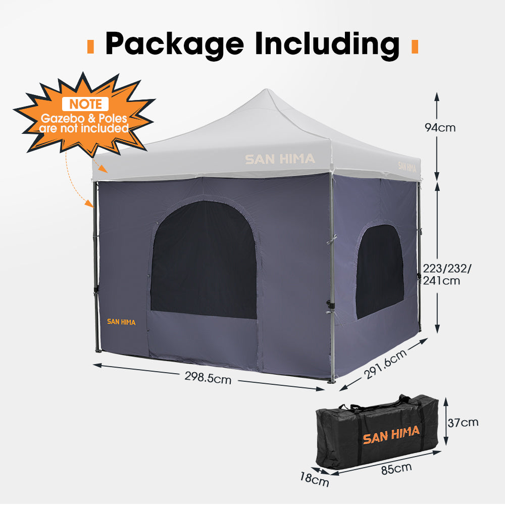 San Hima Portable Gazebo Inner Tent Waterproof 3m x 3m Outdoor Camping Zippered