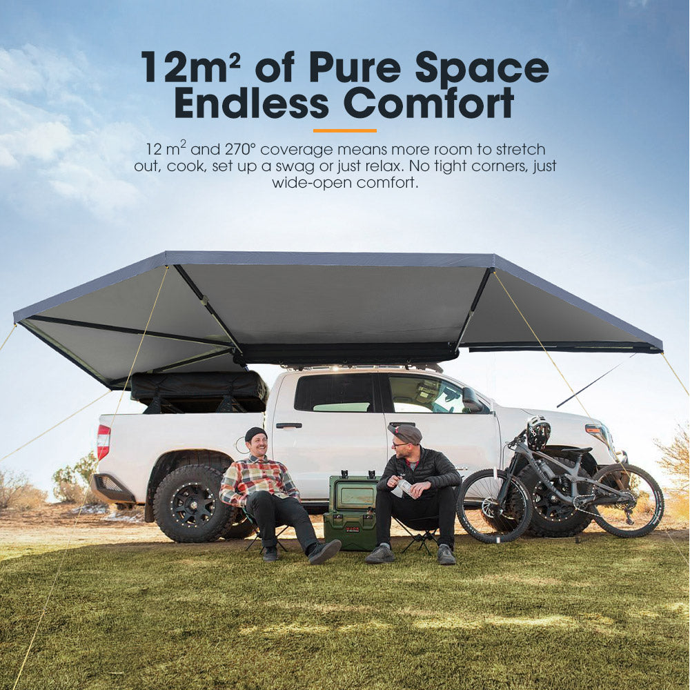 San Hima 270 Degree Awning Free-Standing Car Camping With L Brackets Driver Side