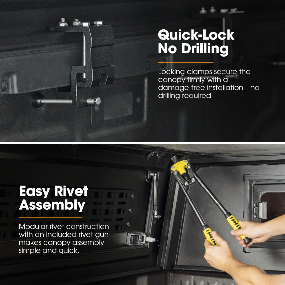 San Hima UTE Tub Canopy Fit BYD SHARK 6 2024-On Dual Cab W/ Rivet Gun
