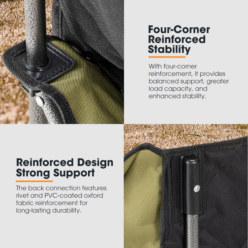 San Hima Double Camping Chair Outdoor Portable Folding Moon Chair 2 Seater Green