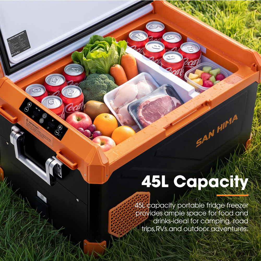 San Hima Portable Camping Fridge Freezer 45L Dual Zone Caravan Car Cooler 4WD