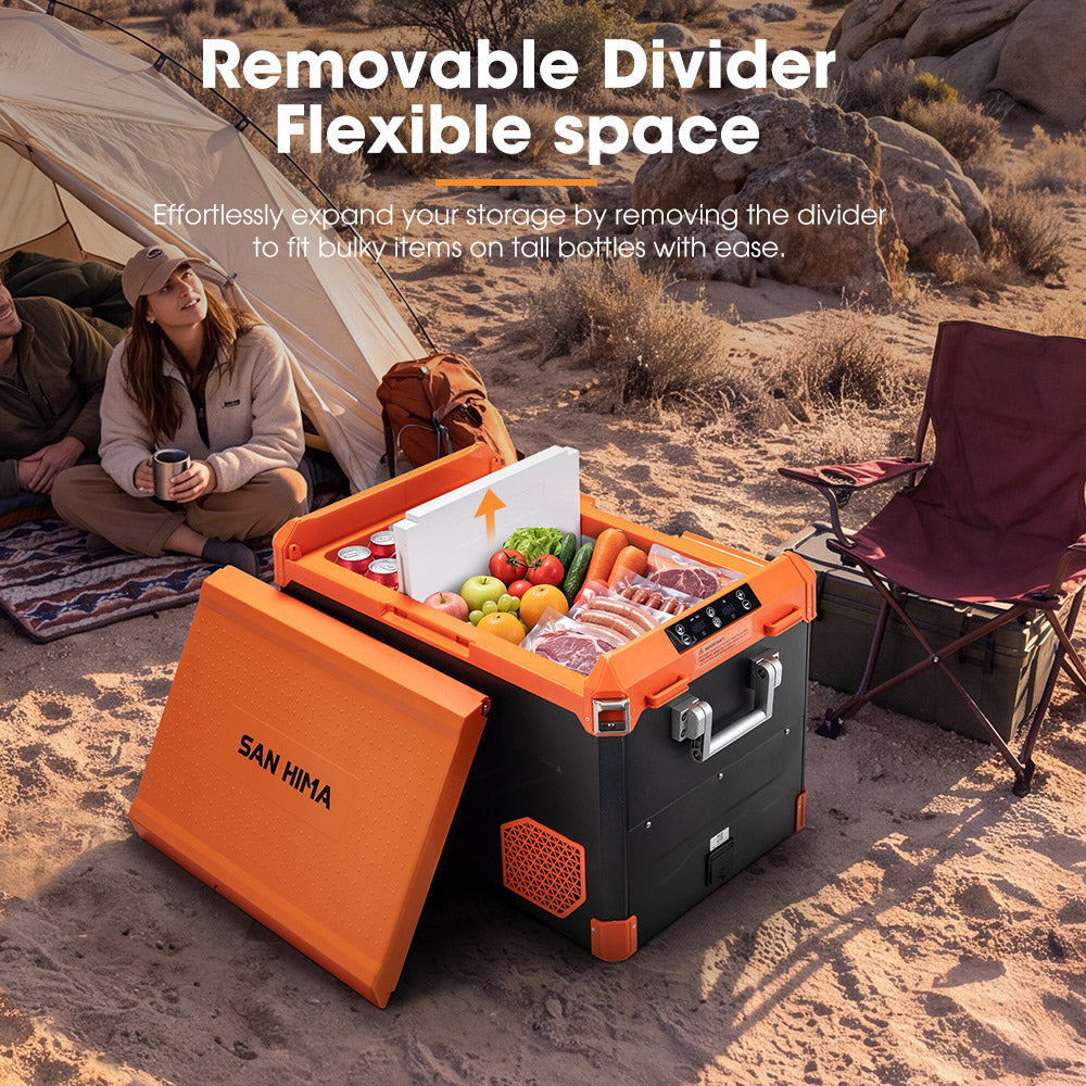 San Hima Portable Camping Fridge Freezer 60L Dual Zone Caravan Car Cooler 4WD