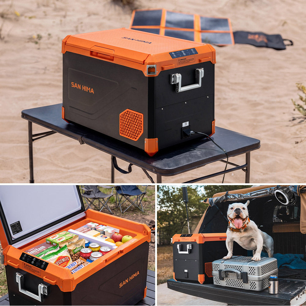 San Hima Portable Camping Fridge Freezer 60L Dual Zone Caravan Car Cooler 4WD