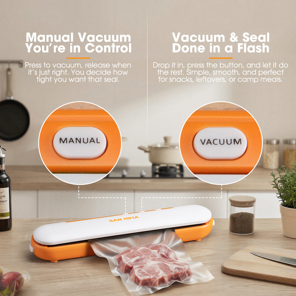 San Hima Vacuum Sealer Machine Fresh Wet Dry Food Saver Storage W/ Reusable Bags