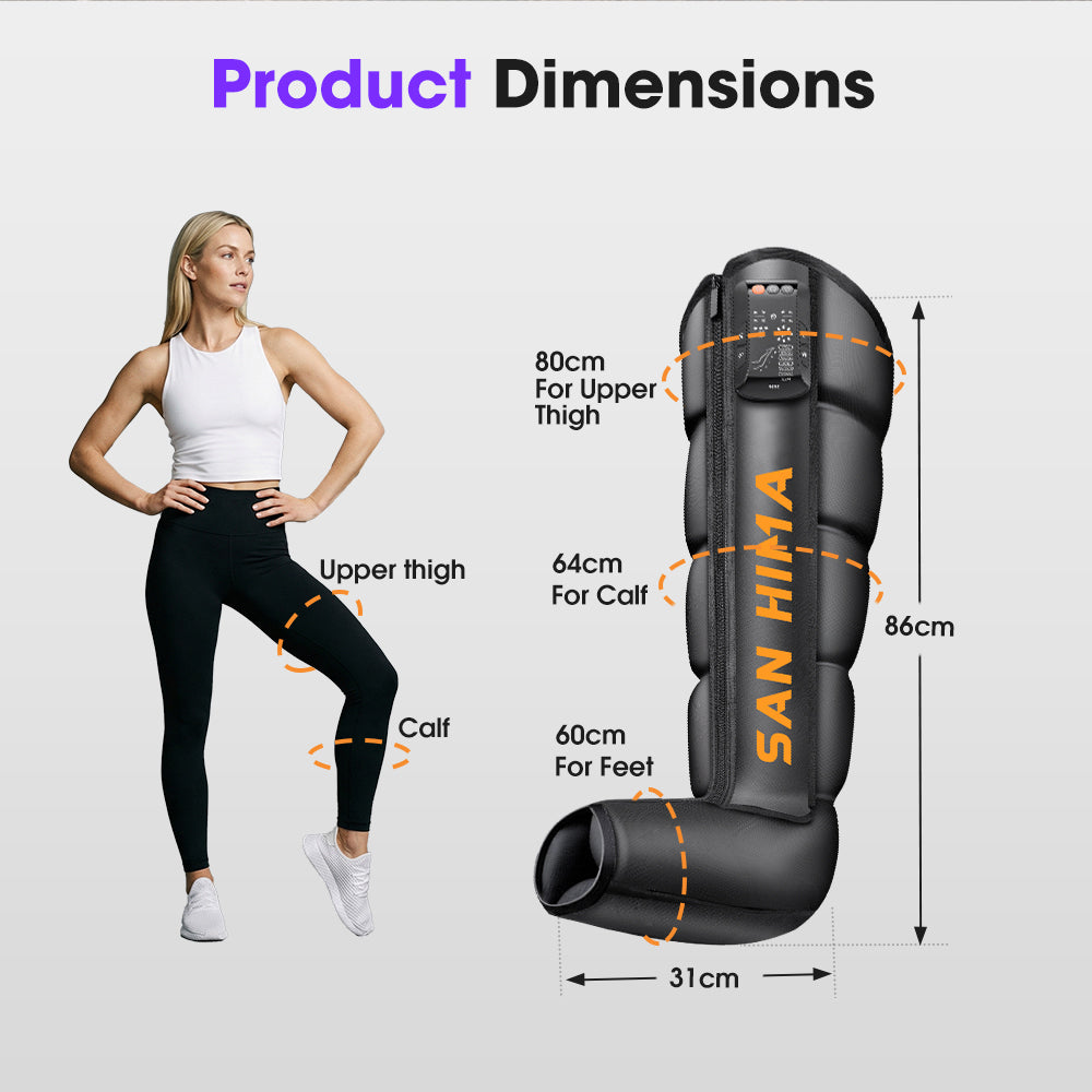 San Hima Air Compression Recovery Boots Cordless Full Leg Massager 3 Foot Heat