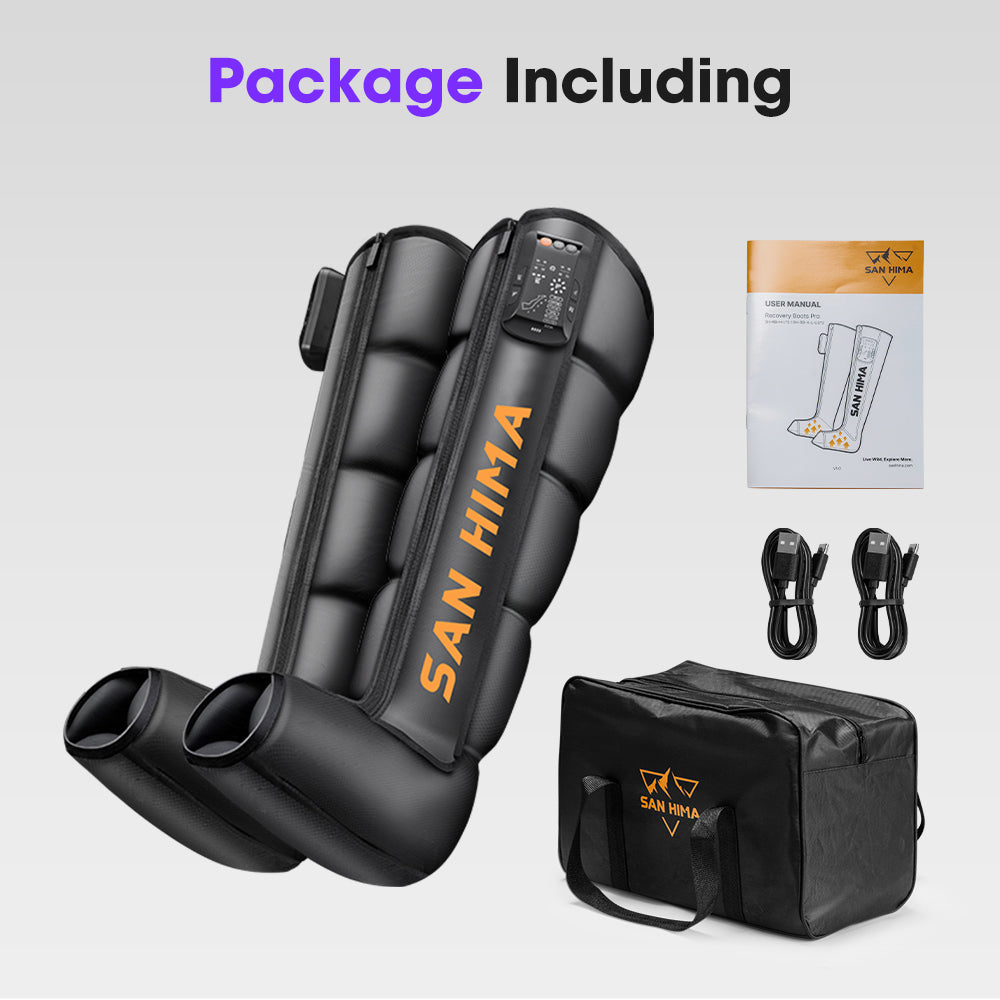 San Hima Air Compression Recovery Boots Cordless Full Leg Massager 3 Foot Heat
