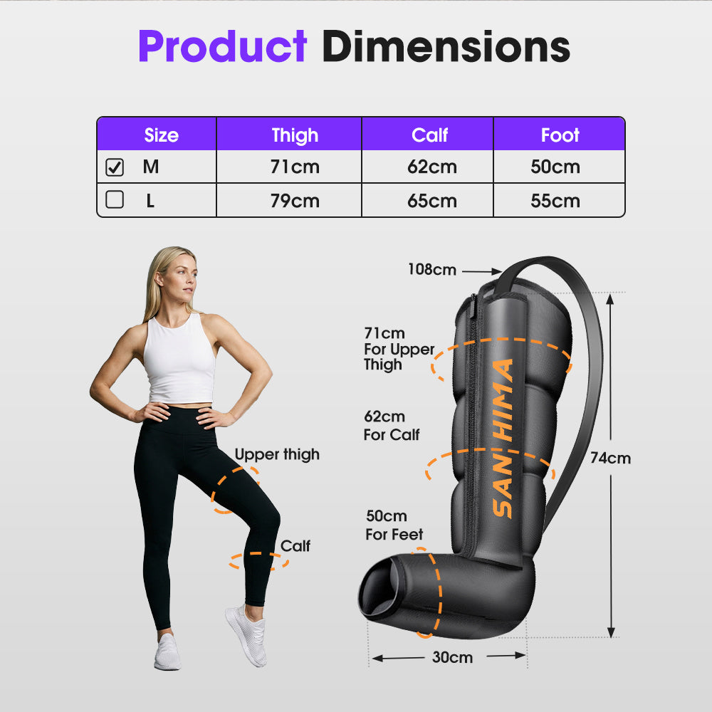San Hima Air Compression Recovery Boots Full Leg Massager for Circulation Medium