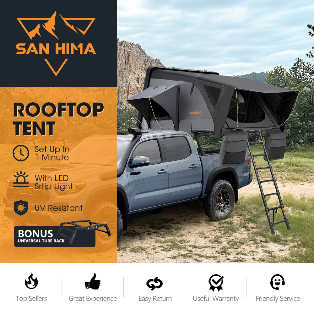 San Hima Jervis Rooftop Tent Hardshell With Ladder + Universal Ute Tub