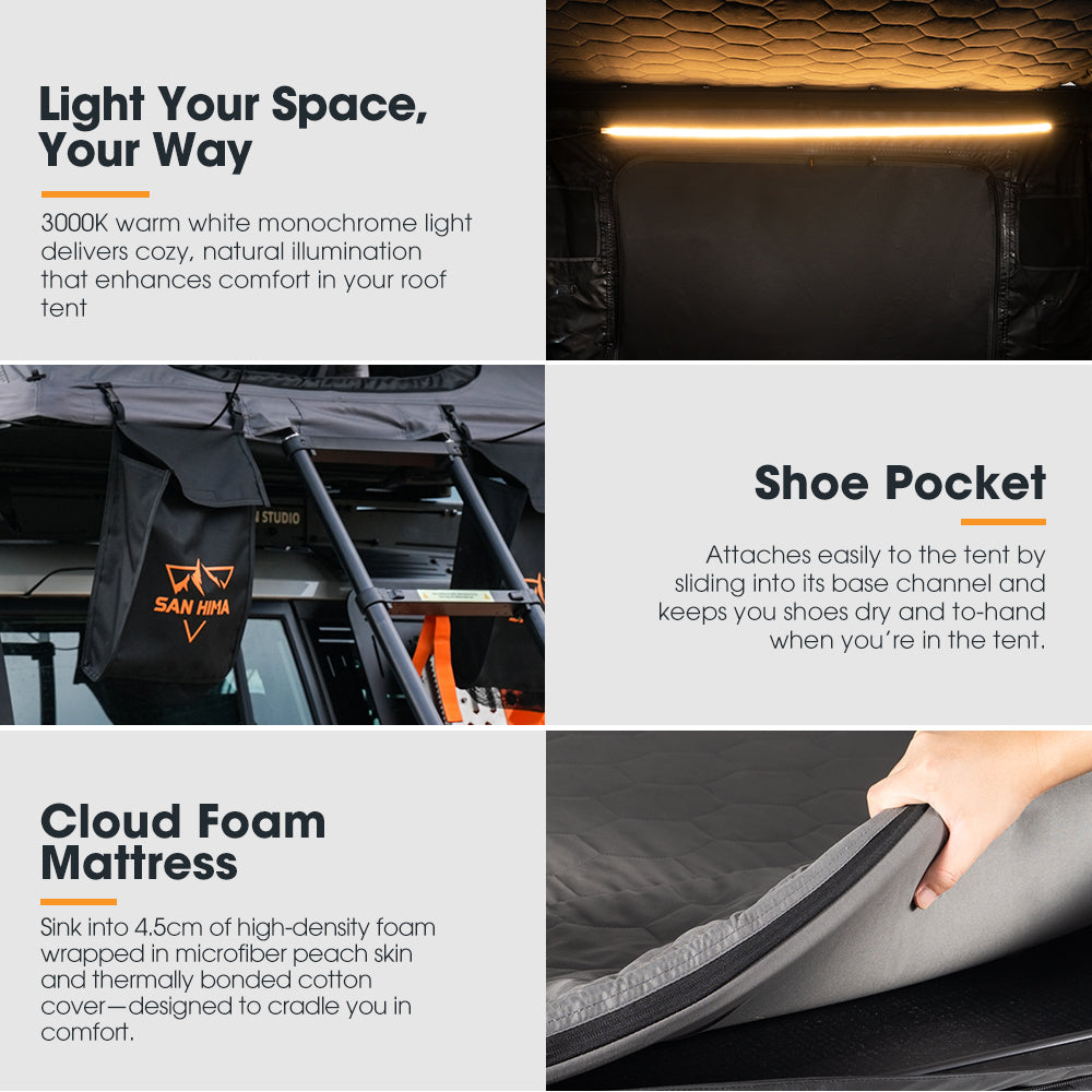 San Hima Kosci E-rise Electric Rooftop Tent Hardshell Automatic Camping Outdoor