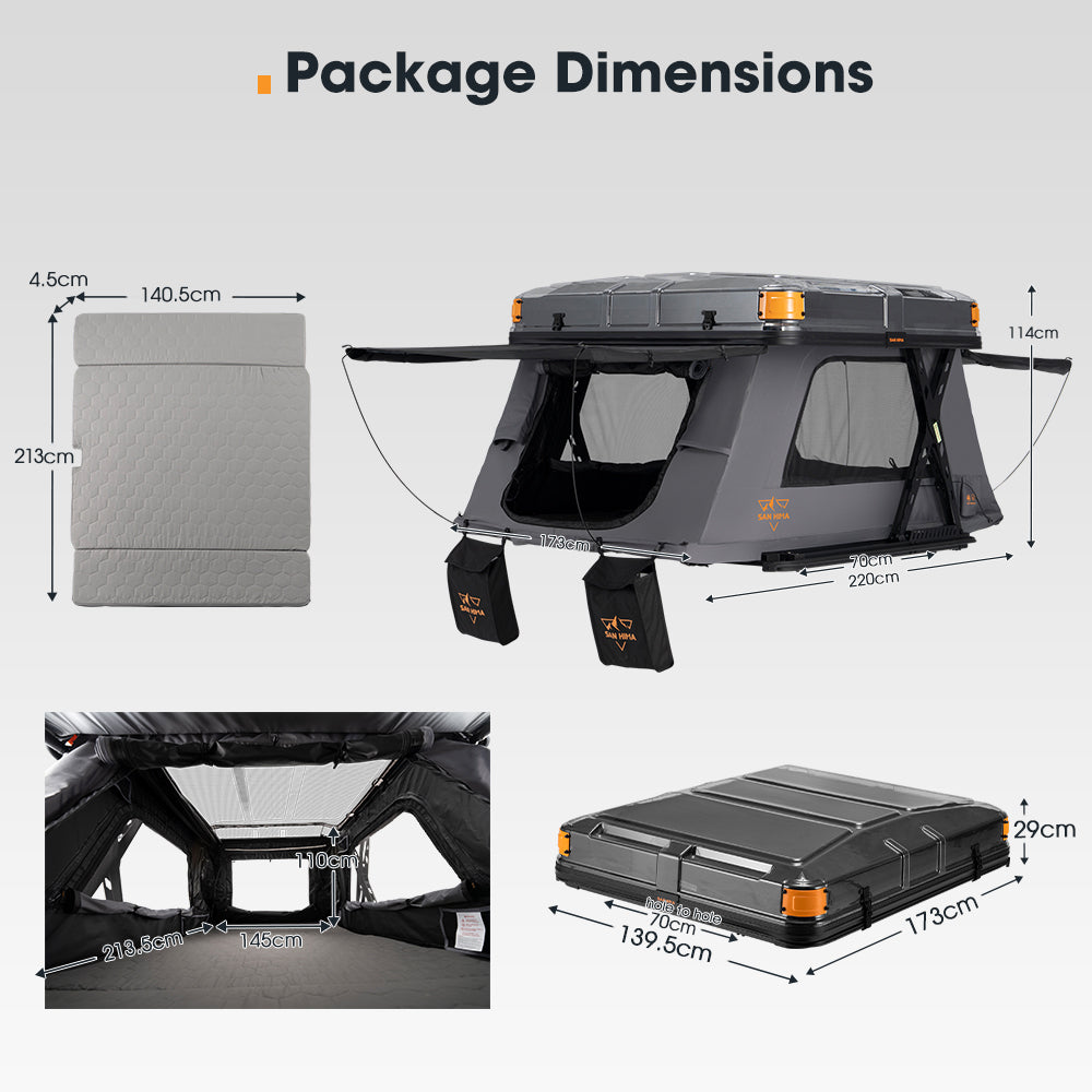 San Hima Kosci E-rise Electric Rooftop Tent Hardshell Automatic Camping Outdoor