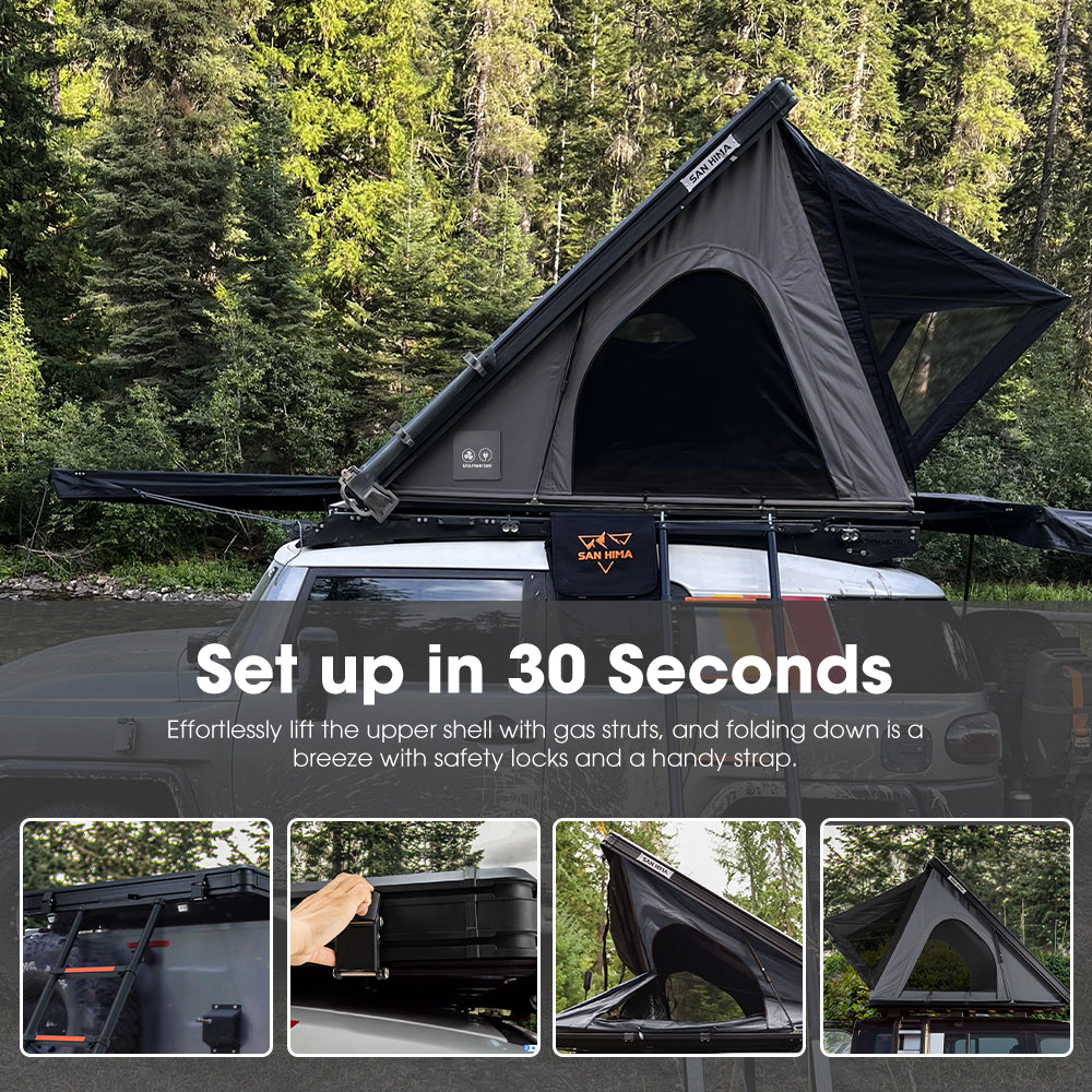 San Hima Kalbarri Lite Gen 2 Rooftop Tent Hardshell With Ladder Grey 4WD Camping