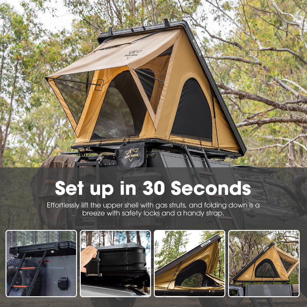 San Hima Kalbarri Lite Gen 2 Rooftop Tent With Ladder Khaki Camping 4WD 4x4