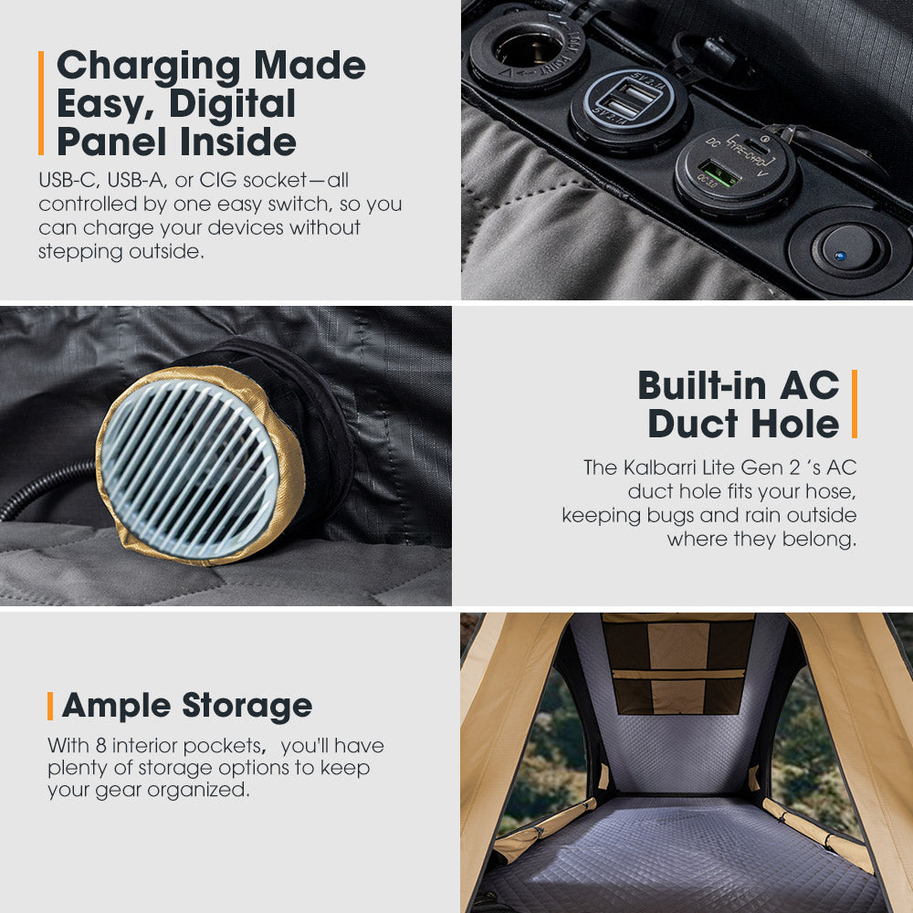 San Hima kalbarri Lite Gen 2 Rooftop Tent Hardshell Khaki With Ladder & Rack