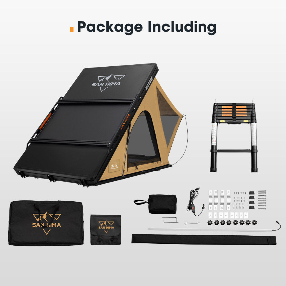 San Hima kalbarri Lite Gen 2 Rooftop Tent Hardshell Khaki With Ladder & Rack