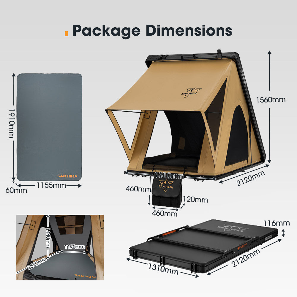 San Hima kalbarri Lite Gen 2 Rooftop Tent Hardshell Khaki With Ladder & Rack