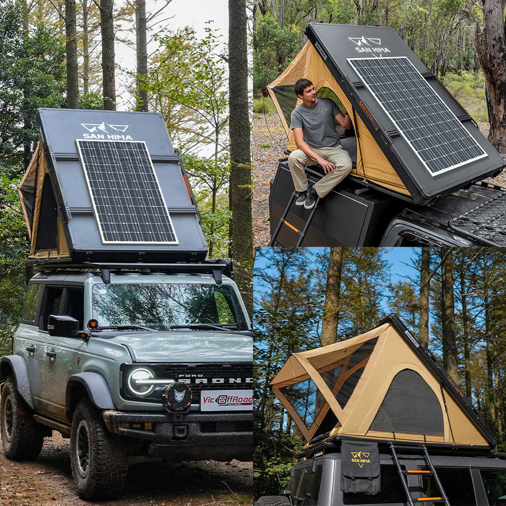 San Hima Kalbarri Lite Gen 2 Rooftop Tent + Rack & Ladder + 250W Solar Panel