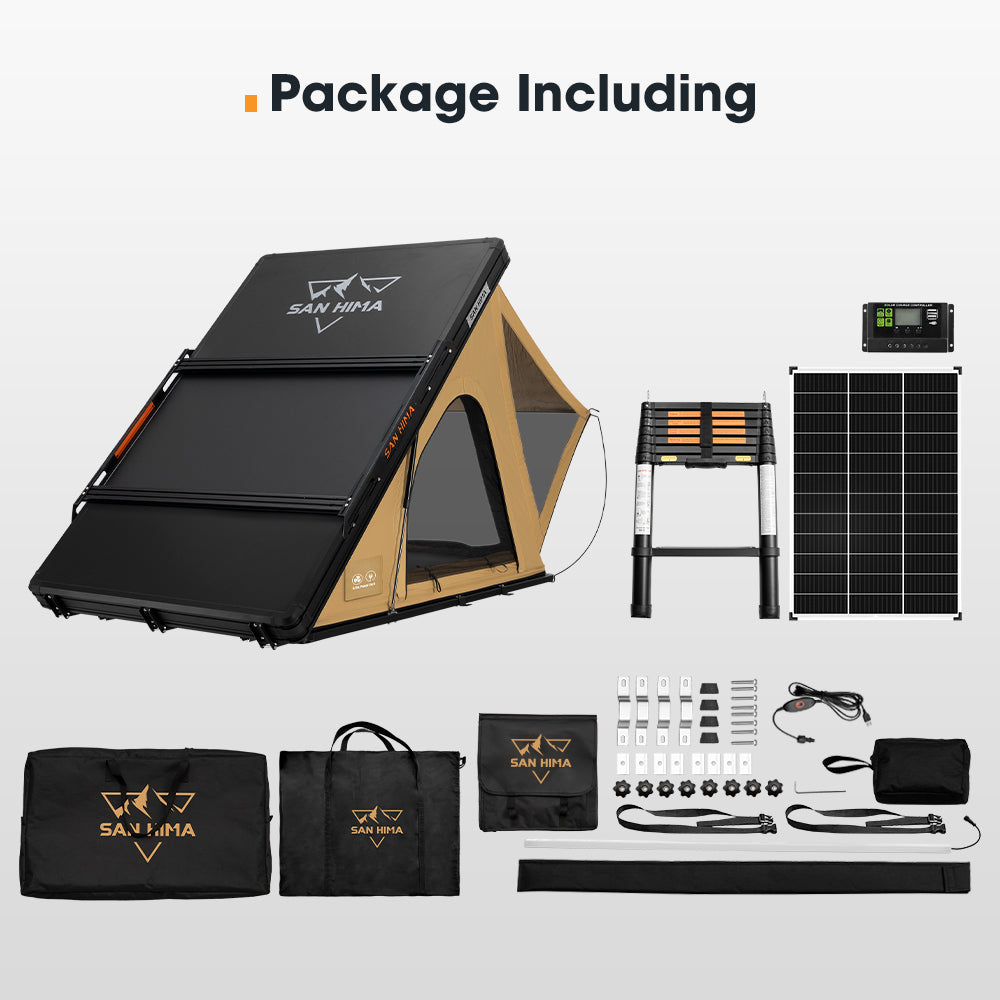 San Hima Kalbarri Lite Gen 2 Rooftop Tent + Rack & Ladder + 130W Solar Panel