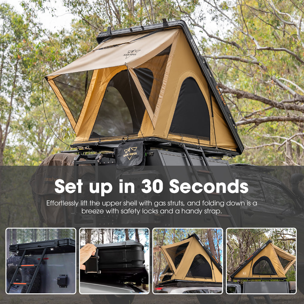 San Hima Kalbarri Lite Gen 2 Rooftop Tent + Rack & Ladder + 120W Solar Panel