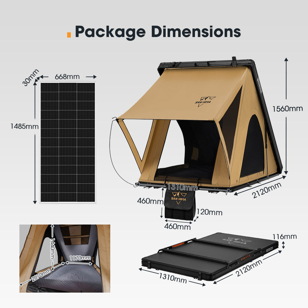 San Hima Kalbarri Lite Gen 2 Rooftop Tent + Rack & Ladder + 200W Solar Panel
